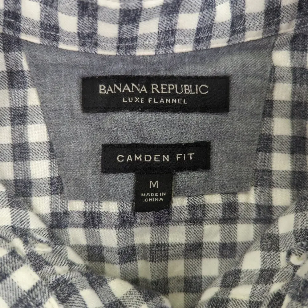 Banana Republic Camden Fit Luxe Flannel Button-down‎ Shirt Check Pattern Medium